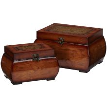 Small Lacquered Wood Chests (Set of 2)